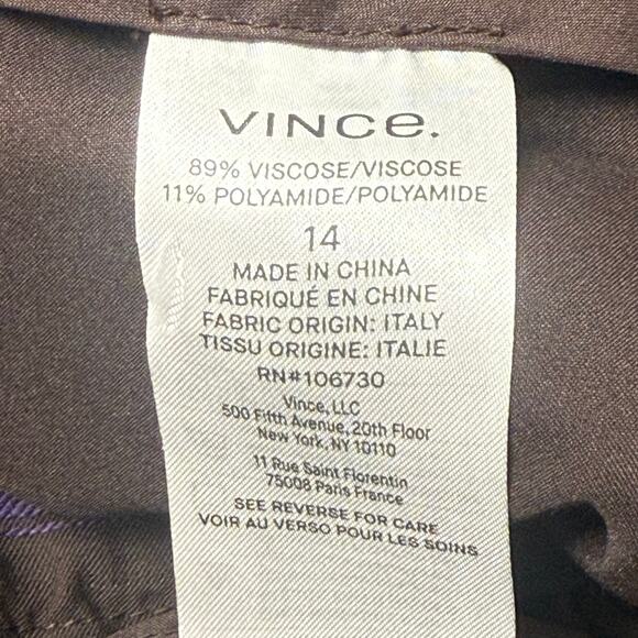 Vince Pleat-Front Wide-Leg Pants in Brown and Purple Stripes Size 14 - Picture 12 of 13